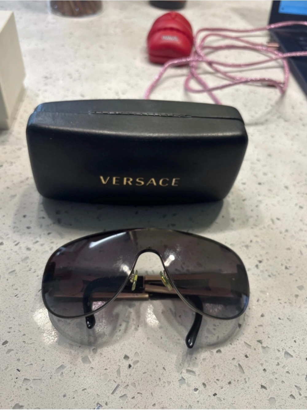 Versace Shield gradient Sunglasses with Gold Accents